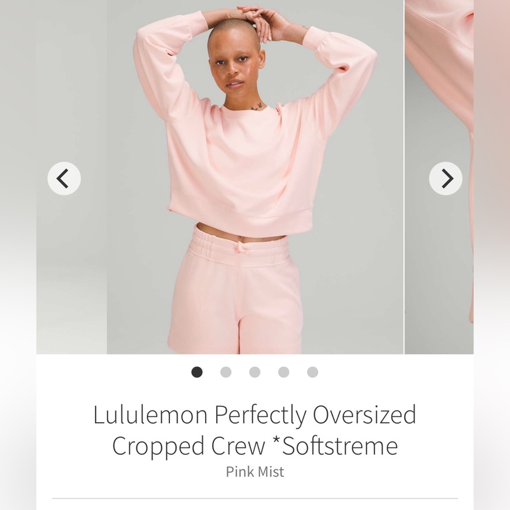 Lululemon Perfectly Oversized Cropped Crew Softstreme in Pink Mist